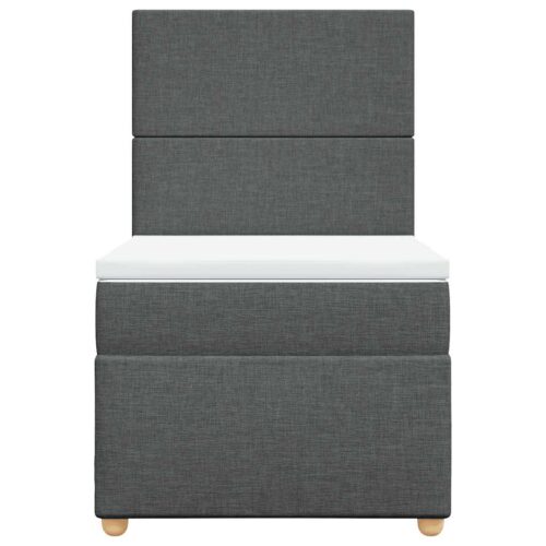 Bed Frame with Mattress Set Spring Box Base Dark Grey King Single Fabric - Image 6