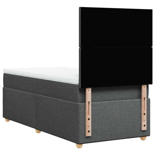 Bed Frame with Mattress Set Spring Box Base Dark Grey King Single Fabric - Image 8