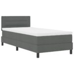 Box Spring Bed Striped with Headboard White 203 x 107 x 88cm