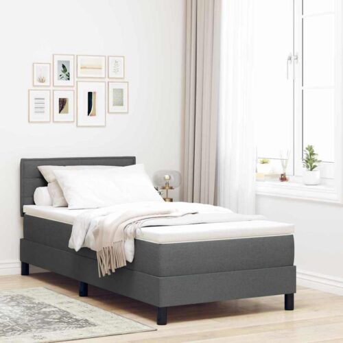 Box Spring Bed Striped with Headboard White 203 x 107 x 88cm - Image 2