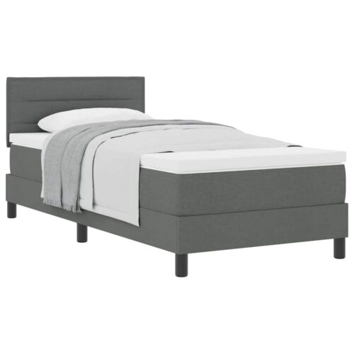 Box Spring Bed Striped with Headboard White 203 x 107 x 88cm - Image 3