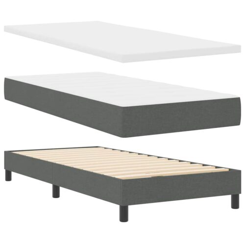 Box Spring Bed Striped with Headboard White 203 x 107 x 88cm - Image 6