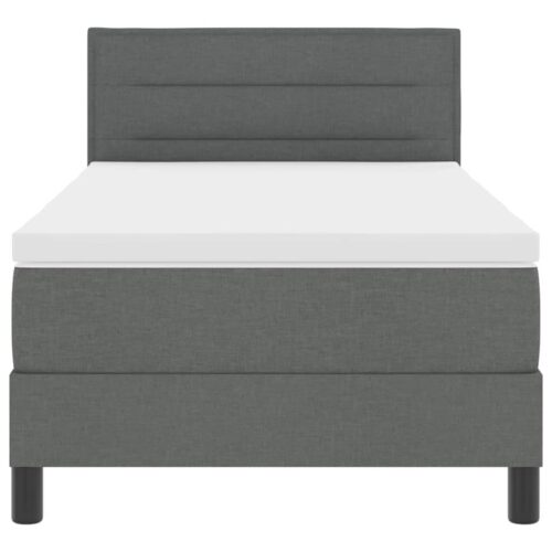Box Spring Bed Striped with Headboard White 203 x 107 x 88cm - Image 8