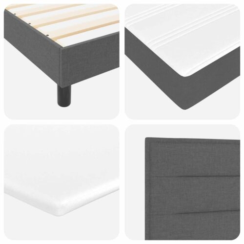 Box Spring Bed Striped with Headboard White 203 x 107 x 88cm - Image 11