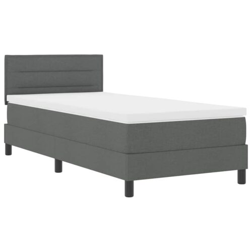 Box Spring Bed Striped with Headboard White 203 x 107 x 88cm - Image 13