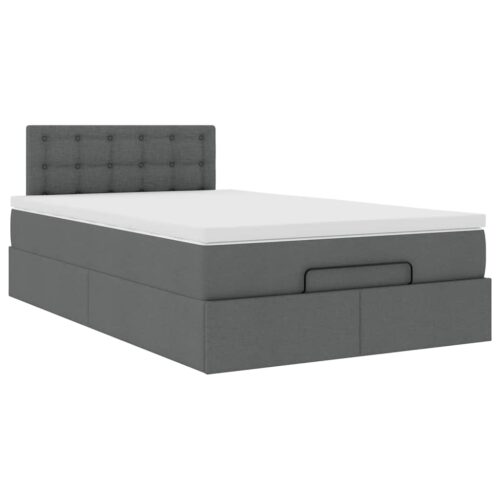 Storage Bed Frame with Mattress Set Lift Under Base Dark Grey King Single Fabric - Image 6