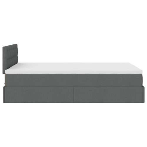 Storage Bed Frame with Mattress Set Lift Under Base Dark Grey King Single Fabric - Image 10