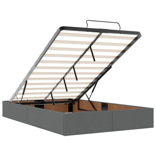 Storage Bed Frame with Mattress Set Lift Under Base Dark Grey King Single Fabric - Image 12