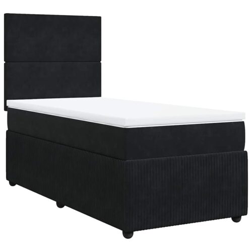 Bed Frame with Mattress Set Spring Box Base Black King Single Velvet