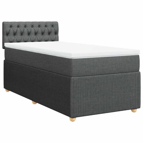 Bed Frame with Mattress Set Spring Box Base Dark Grey King Single Fabric