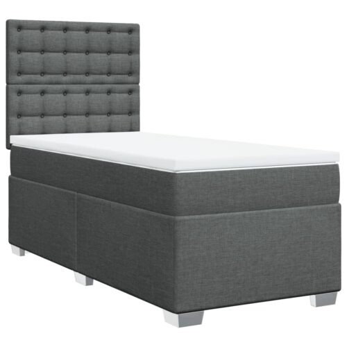 Bed Frame with Mattress Set Spring Box Base Dark Grey King Single Fabric