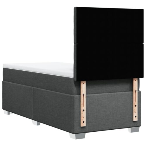 Bed Frame with Mattress Set Spring Box Base Dark Grey King Single Fabric - Image 10