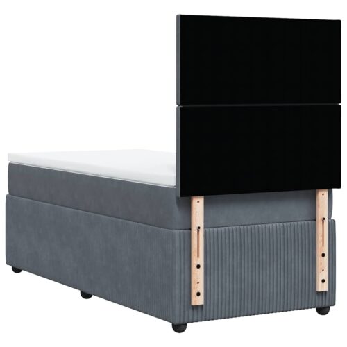 Bed Frame with Mattress Set Spring Box Base Dark Grey King Single Velvet - Image 8