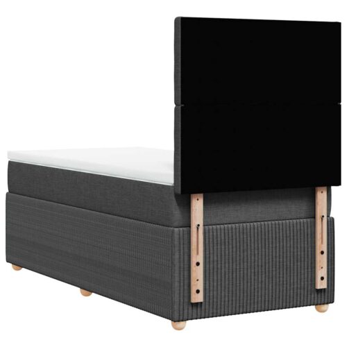 Bed Frame with Mattress Set Spring Box Base Dark Grey King Single Fabric - Image 6