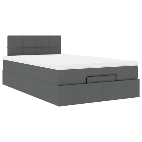 LED Lights Storage Bed Frame with Mattress Set Base Dark Grey King Single Fabric - Image 7