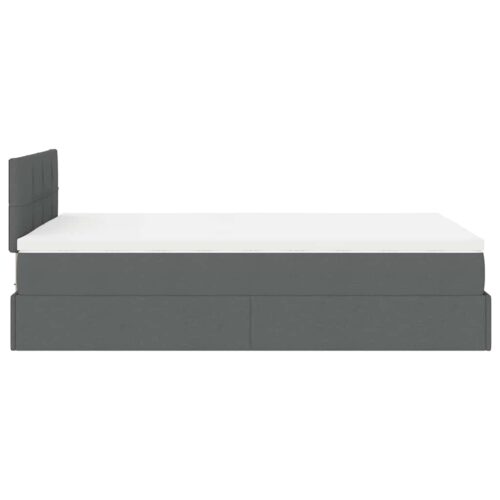 LED Lights Storage Bed Frame with Mattress Set Base Dark Grey King Single Fabric - Image 11