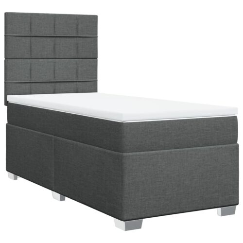 Bed Frame with Mattress Set Spring Box Base Dark Grey King Single Fabric - Image 13