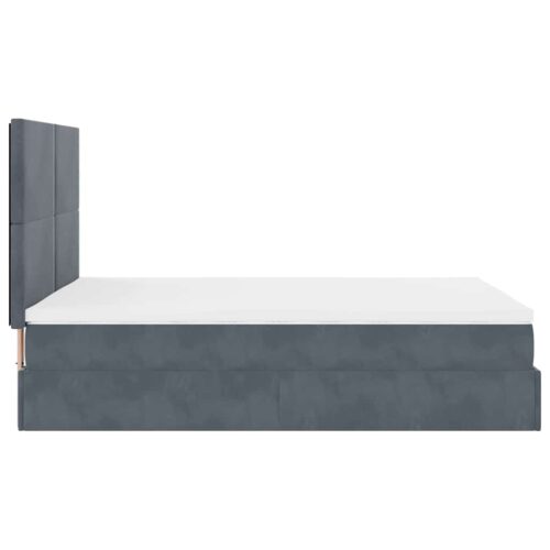 Ottoman Bed with Mattresses & LEDs Dark Grey Queen Velvet - Image 9
