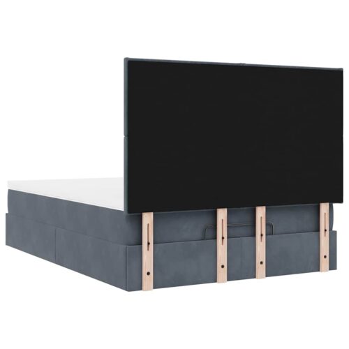 Ottoman Bed with Mattresses & LEDs Dark Grey Queen Velvet - Image 10