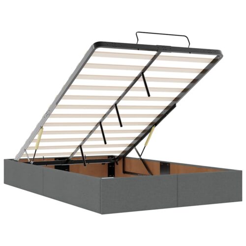 LED Lights Storage Bed Frame with Mattress Set Base Dark Grey King Single Fabric - Image 12