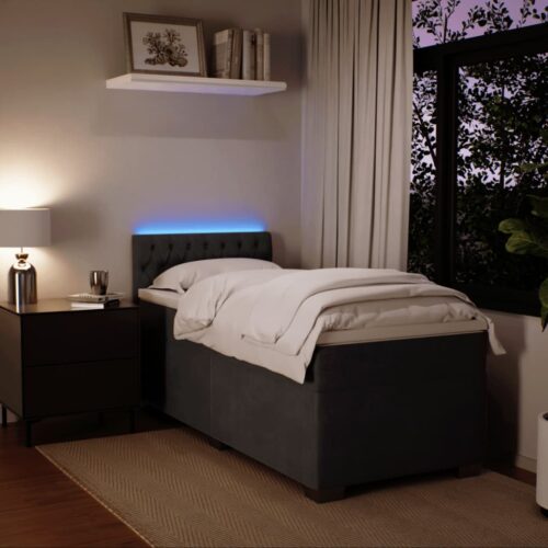 Bed Frame with Mattress Set Spring Box Base Dark Grey King Single Fabric - Image 5