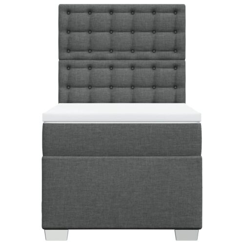 Bed Frame with Mattress Set Spring Box Base Dark Grey King Single Fabric - Image 4