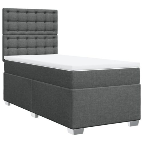 Bed Frame with Mattress Set Spring Box Base Dark Grey King Single Fabric - Image 13