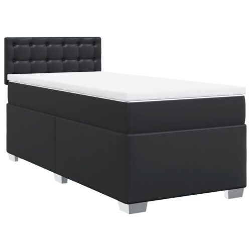 Bed Frame with Mattress Set Spring Box Base Black King Single Faux Leather