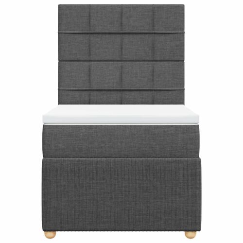 Bed Frame with Mattress Set Spring Box Base Dark Grey King Single Fabric - Image 4