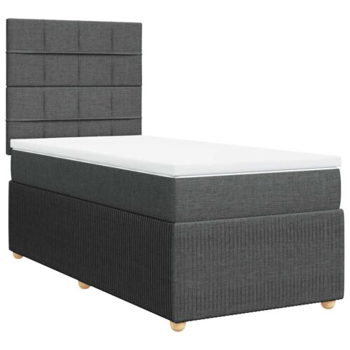 Bed Frame with Mattress Set Spring Box Base Dark Grey King Single Fabric - Image 13