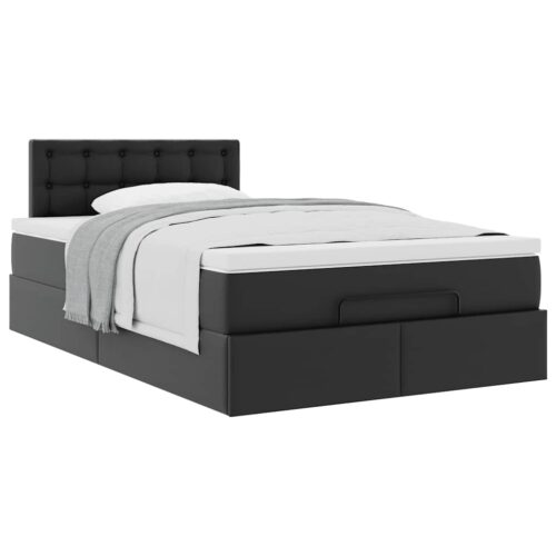 Storage Bed Frame with Mattress Set Lift Base Black King Single Faux Leather - Image 5