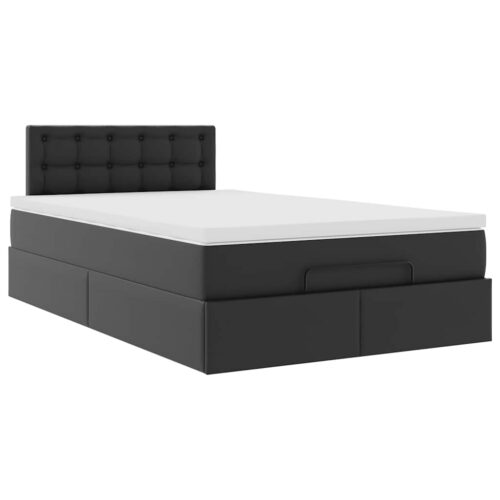 Storage Bed Frame with Mattress Set Lift Base Black King Single Faux Leather - Image 6