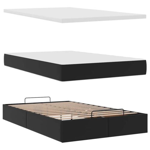 Storage Bed Frame with Mattress Set Lift Base Black King Single Faux Leather - Image 8