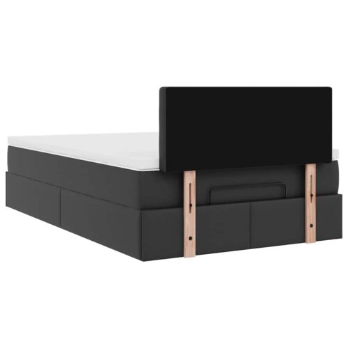 Storage Bed Frame with Mattress Set Lift Base Black King Single Faux Leather - Image 11