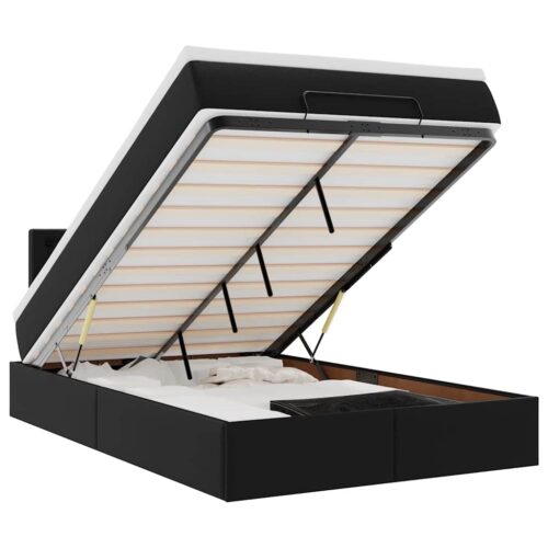 Storage Bed Frame with Mattress Set Lift Base Black King Single Faux Leather - Image 13