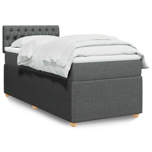 Bed Frame with Mattress Set Spring Box Base Light Grey King Single Fabric - Image 2