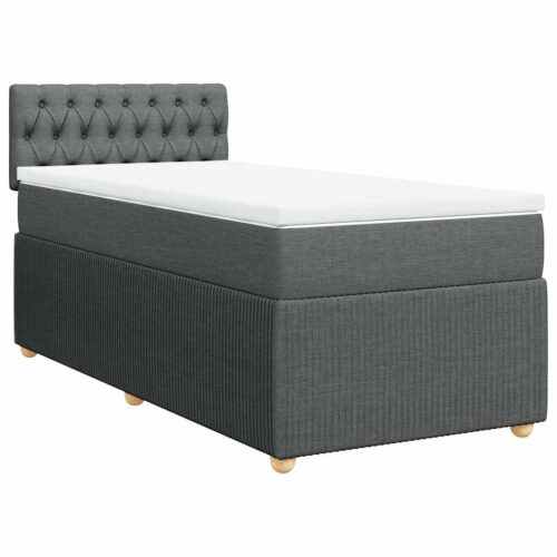 Bed Frame with Mattress Set Spring Box Base Light Grey King Single Fabric - Image 3