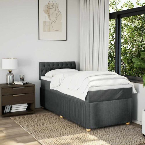 Bed Frame with Mattress Set Spring Box Base Light Grey King Single Fabric - Image 4