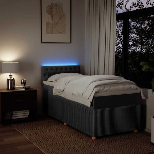 Bed Frame with Mattress Set Spring Box Base Light Grey King Single Fabric - Image 5