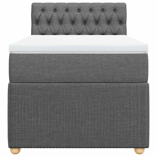 Bed Frame with Mattress Set Spring Box Base Light Grey King Single Fabric - Image 6