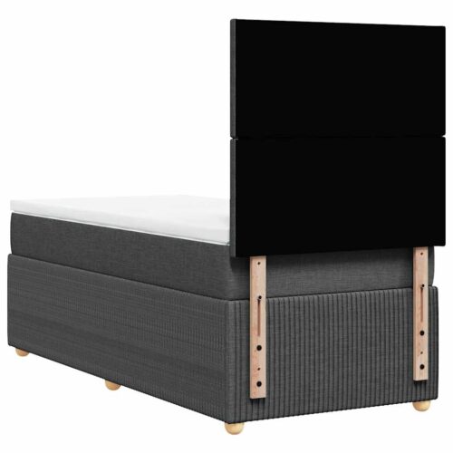 Bed Frame with Mattress Set Spring Box Base Dark Grey King Single Fabric - Image 6