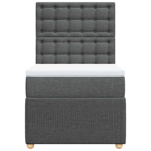 LED Lights Bed Frame with Mattress Set Spring Base Dark Grey King Single Fabric - Image 6