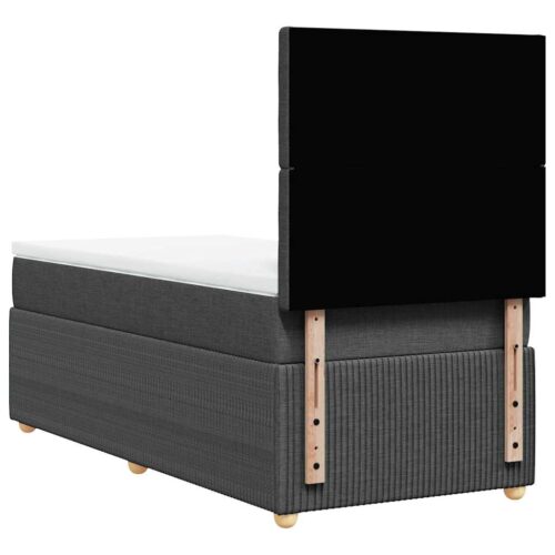 LED Lights Bed Frame with Mattress Set Spring Base Dark Grey King Single Fabric - Image 8