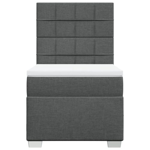 LED Lights Bed Frame with Mattress Set Spring Base Dark Grey King Single Fabric - Image 4
