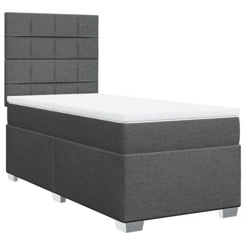 LED Lights Bed Frame with Mattress Set Spring Base Dark Grey King Single Fabric - Image 13