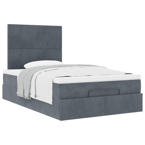 Storage Bed Frame with Mattress Set Lift Under Base Dark Grey King Single Velvet - Image 4