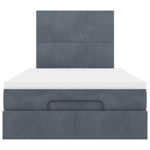 Storage Bed Frame with Mattress Set Lift Under Base Dark Grey King Single Velvet - Image 6