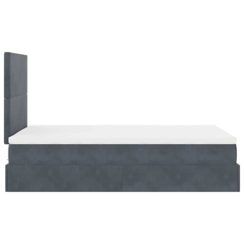 Storage Bed Frame with Mattress Set Lift Under Base Dark Grey King Single Velvet - Image 7
