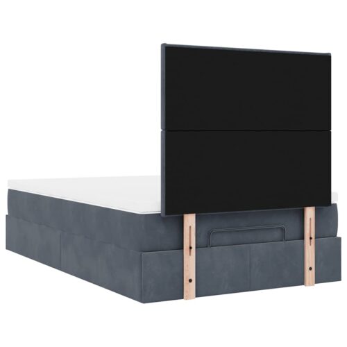 Storage Bed Frame with Mattress Set Lift Under Base Dark Grey King Single Velvet - Image 8