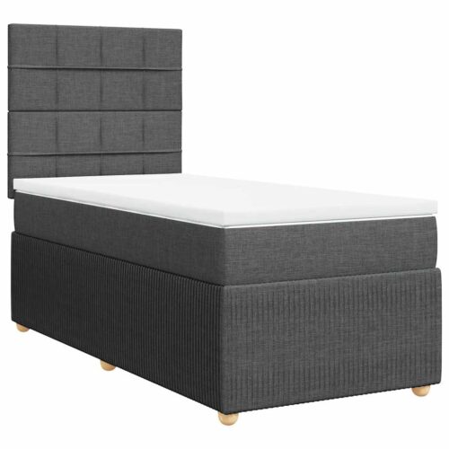 Bed Frame with Mattress Set Spring Box Base Dark Grey King Single Fabric - Image 3
